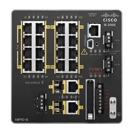 IE-2000-16PTC-G-E, Cisco, Industrial Ethernet 2000, Switch, gestionado, 12 × 10/100Base-T ports, 4 × 10/100Base-T PoE/PoE+ port, proveedor, Argentina.