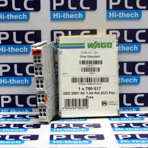750-517, Wago, 2-channel relay output; AC 250 V; 1 A; Potential-free; 2 changeover contacts