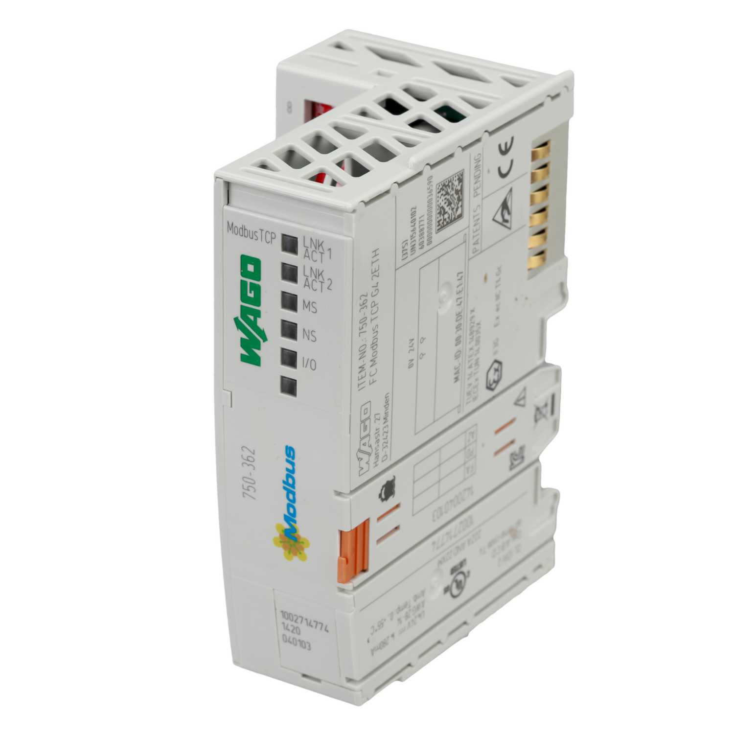 750-362/K013-1080, WAGO, GEA Module, Bus Coupler, Modbus Ethernet, Fieldbus Coupler Modbus TCP; 4th generation