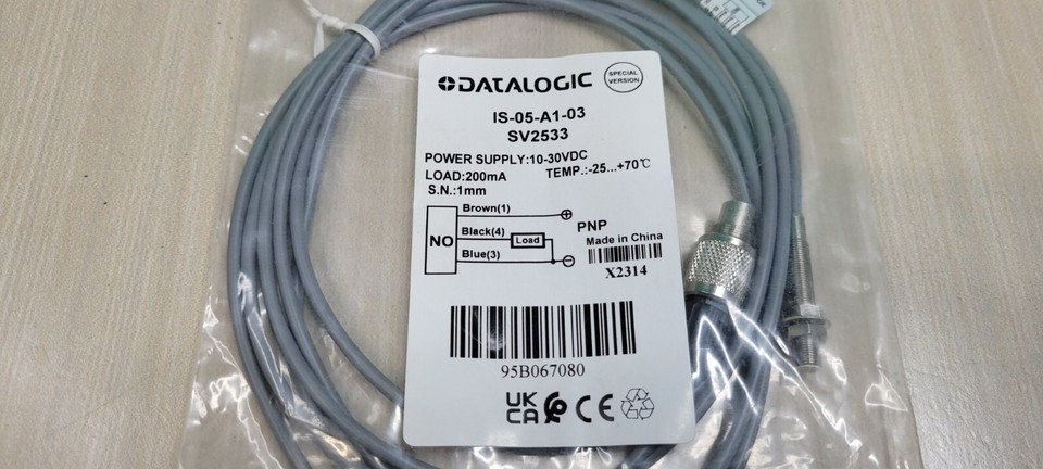 IS-05-A1-03, DATALOGIC, Sensor, Cable, 8 mm, sensor, NO, 3 hilos, PNP, acero inoxidable, empotrado