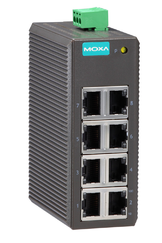 EDS-208, MOXA, Conmutador Ethernet Switch Ethernet MOXA, 8 puertos, 10/100BaseT(X), carcasa de plástico, temperatura de funcionamiento de -10 a 60 °C.