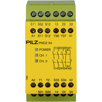 PNOZ X4 24VDC 3N/O 1N/C, PILZ, Safety Relay, E-STOP Monitoring, 1/2 Ch, 3NO 1NC, 24 VDC, Screw,