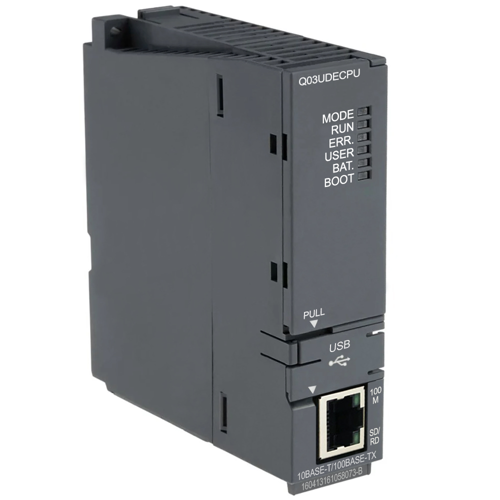 Q03UDECPU, UNIVERSAL MODEL QCPU. Program Memory, 30K. Program Memory Unit, STEPS. Local I/O Points, 4096