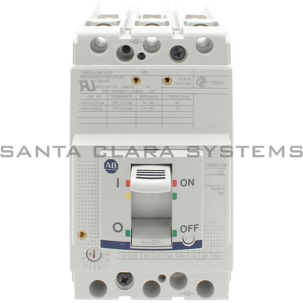 140MG-G8P-C50, ALLEN BRADLEY, Protectores de motor, marco G, 35 65 kA a 480 V, MCP (solo magnético), 50 A.