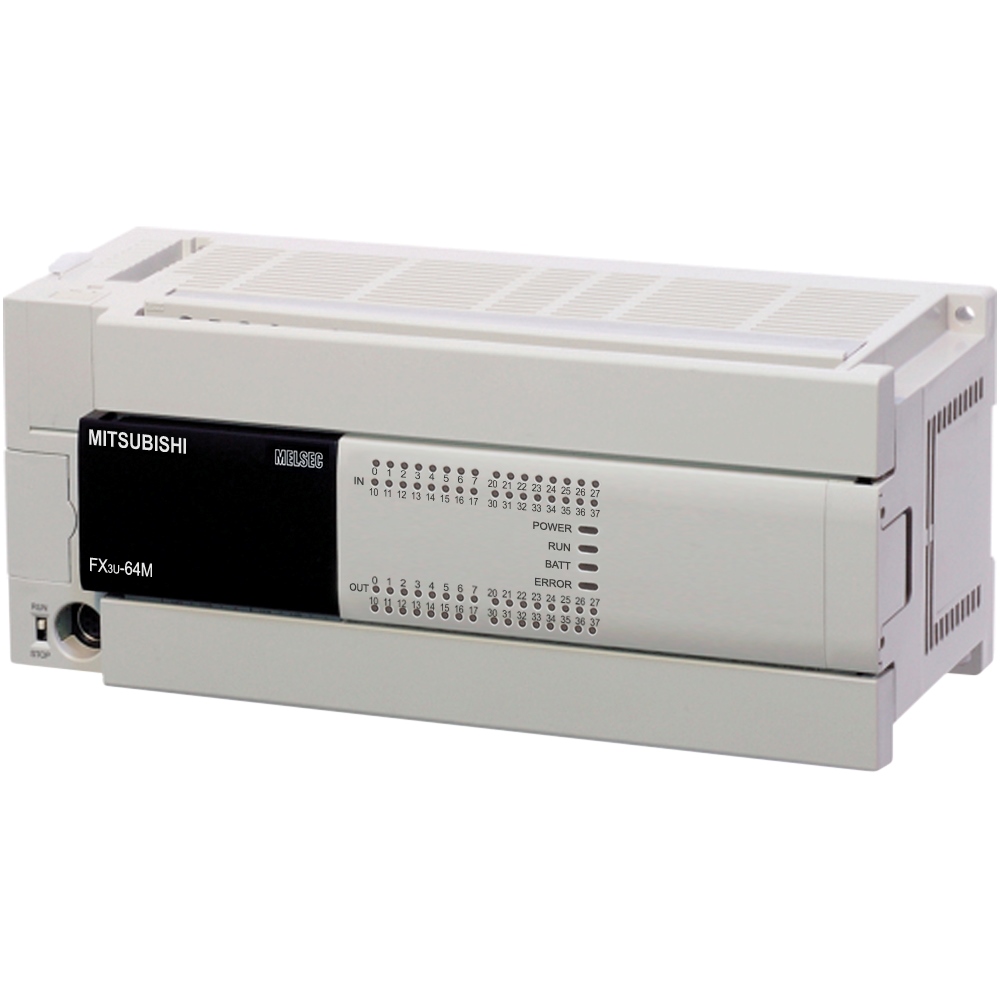FX3U-64MT/ES-A, Mitsubishi, PLC, FX3U Base Unit AC 100-240 V; 32 inputs DC 24 V; 32 transistor outputs; sink