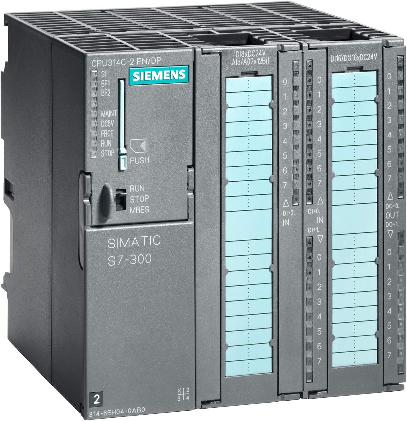 6ES7314-6EH04-0AB0, Siemens, SIMATIC S7-300, CPU 314C-2PN/DP CPU compacta con 192 KB de memoria de trabajo, 24 DI/16 DO, 4 AI, 2 AO, 1 Pt100, 4 High Speed