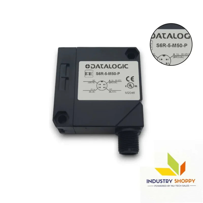S6R-5-M50-P, Datalogic, Sensor Fotoeléctrico, Cubic 50x50 Receptor de ajuste trimmer de emisión de LED infrarrojos pnp dark - M12