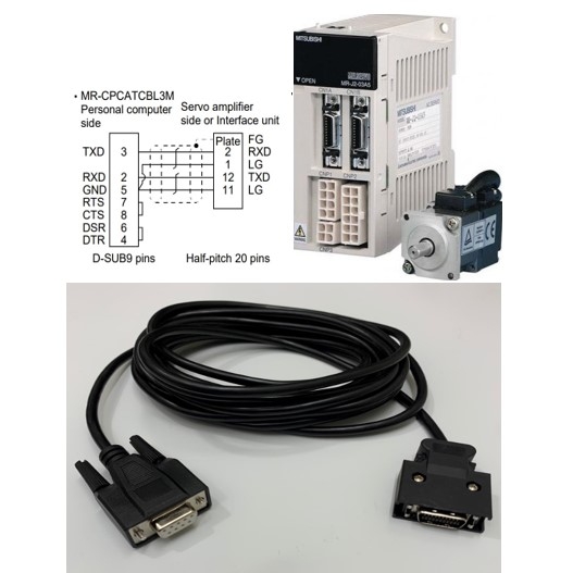 MR-CPCATCBL3M, Mitsubishi Electric, Cable Serial, para vservo motores Amplificdores, MR-J2S- A