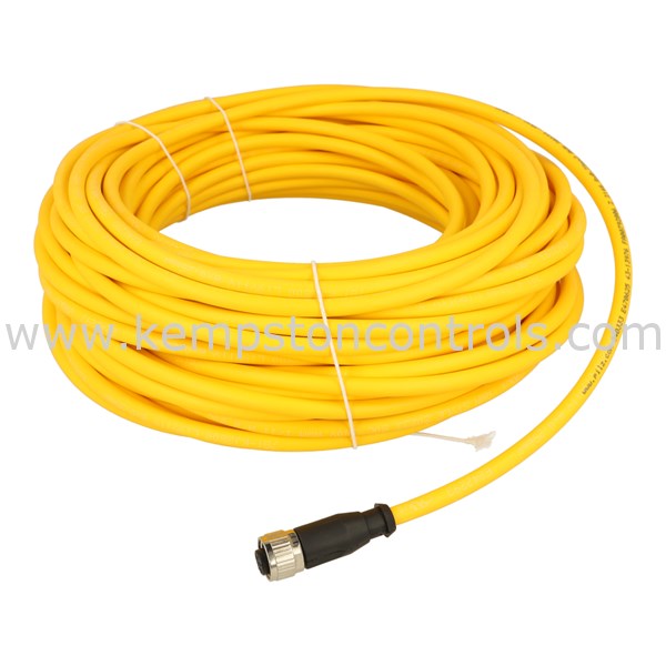 PSEN cable M12-8sf, 20m, Pilz, Cable de conexión PUR, amarillo RAL1003, apto para cadenas portacables, 8 polos, conector hembra recto M12, en extremo de cable abierto, codificación A, longitud del cable: 20 m.