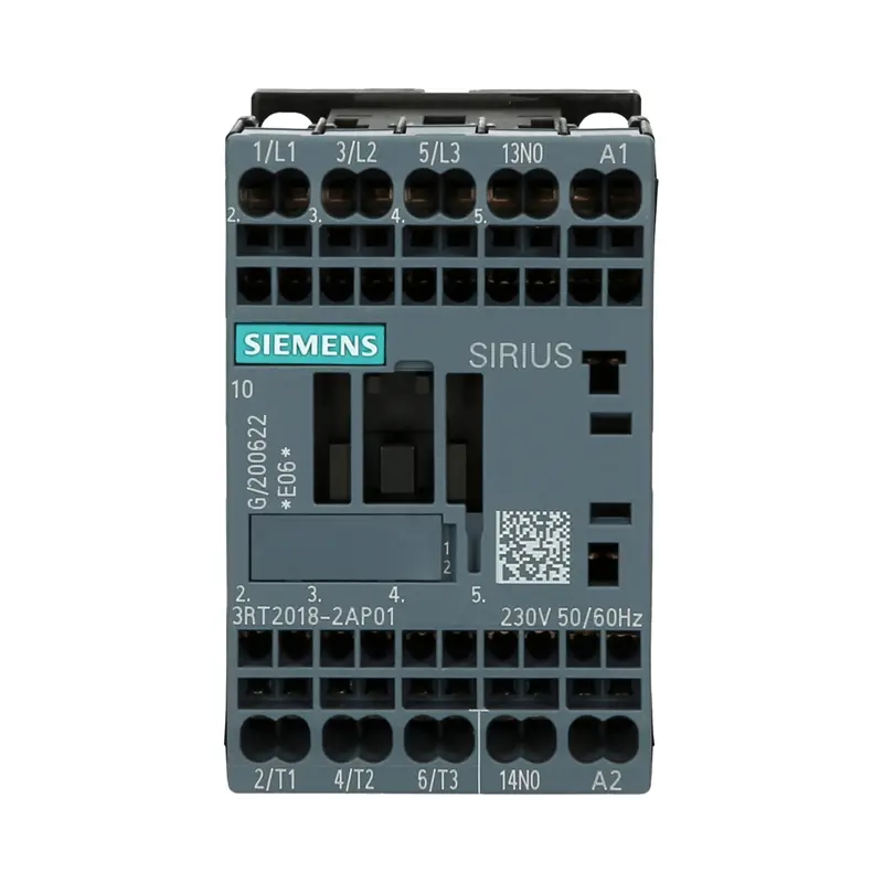 3RT2018-2AP01, SIEMENS, Contactor de potencia, AC-3 16 A, 7,5 kW/400 V 1 NA, 230 V AC,. 50/60 Hz 3 polos, tamaño S00 conexión por resorte.