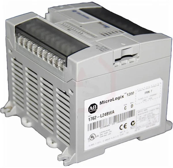 1762-L24BWA, Allen Bradley, MicroLogix 1200, alimentación de 120/240 VCA, (10) entradas digitales estándar de 24 VCC y (4) entradas digitales rápidas de 24 VCC,