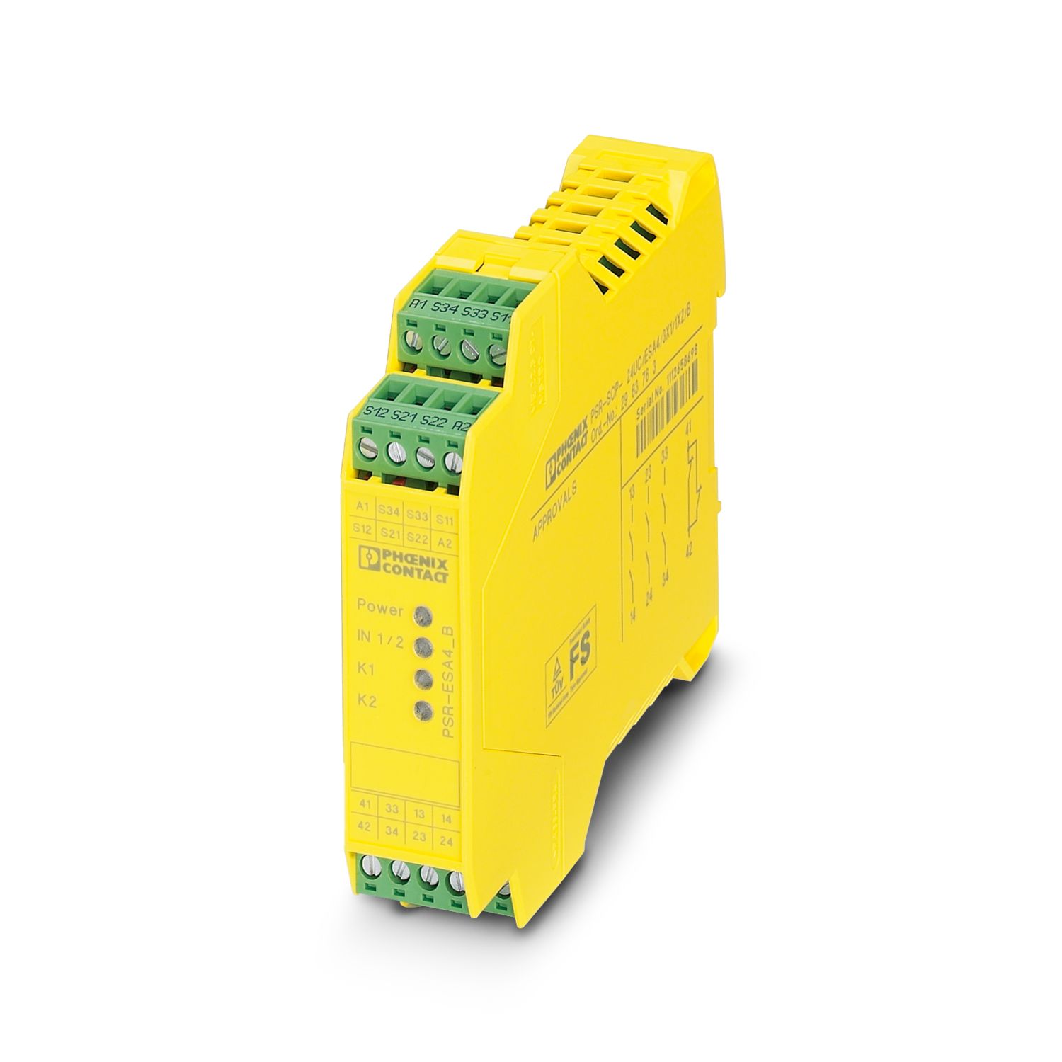 PSR-SCP- 24UC/ESA4/3X1/1X2/B, PHOENIX CONTACT, Relé de seguridad de parada de emergencia, 24 V CA/CC, doble canal, 3 seguridad