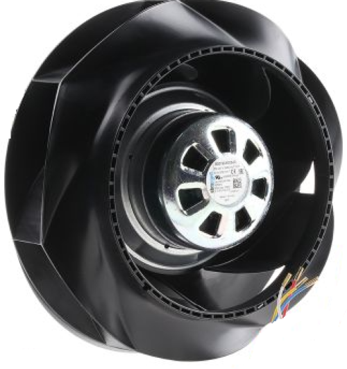 R3G190-RB01-08, Ebm Papst, Ventilador centrífugo de gabinete de 230 VCA, 38 W, 50/60Hz, 190 mm, IP54, 2370 rpm.