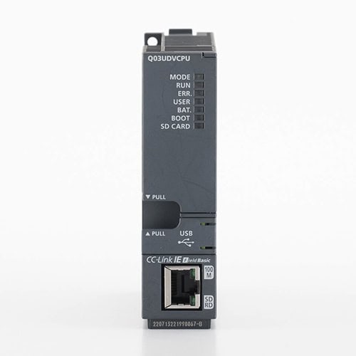 Q03UDVCPU, PLC Q Series iQ CPU module, 4096 EA, 1.9 ns/log. Com, 300k steps, Ethernet, USB, SD