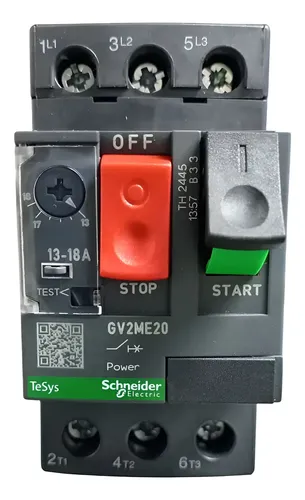 GV2ME20, Schneider Electric, Guardamotor Termomagnético TeSys GV2 AC-3 13-18A 100kA 3P3D.