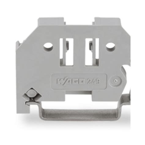 249-116, WAGO, Tope de cierre sin tornillos; Ancho 6 mm; para carril DIN 35 x 15 y 35 x 7,5; gris.