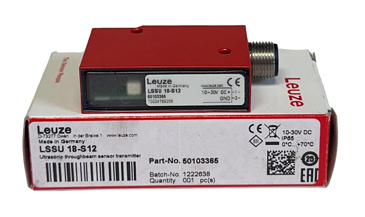 LSSU 18-S12, LEUZE, Sensor de barrera por ultrasonidos, unidireccional, emisor, 0 ... 0,65 m