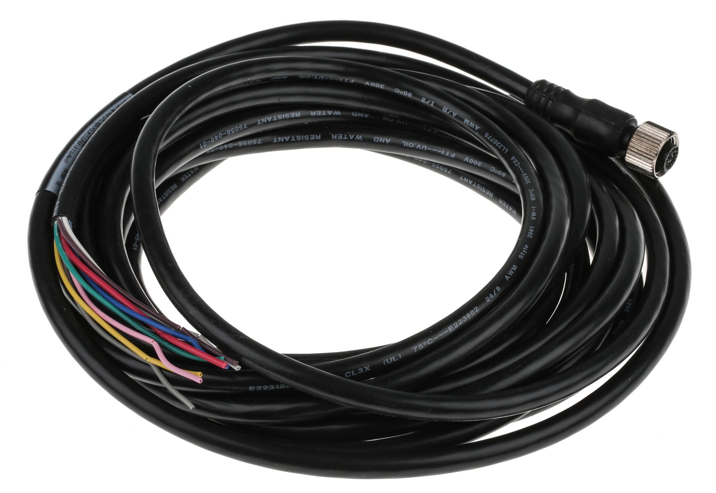 889D-F8AB-2, Allen Bradley, Guardmaster, 300 V, IP40, Conjunto de cable: DC Micro (M12), hembra, recto, 8 pines, cable de PVC, negro, sin blindaje, código de colores IEC, sin conector, 2 metros (6,56 pies), 24 AWG