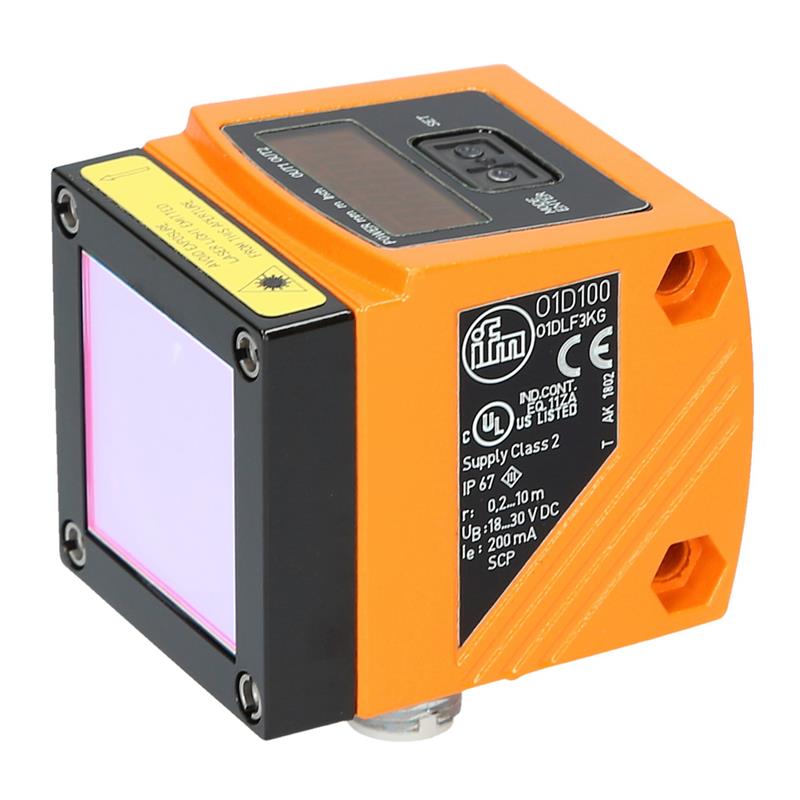 O1DLF3KG/IO-LINK,  IFM, Laser class 2, Optical Sensor de distancia, 2 x SalidasDigitales, 0.2-10m, sup. fondo, M12, conector