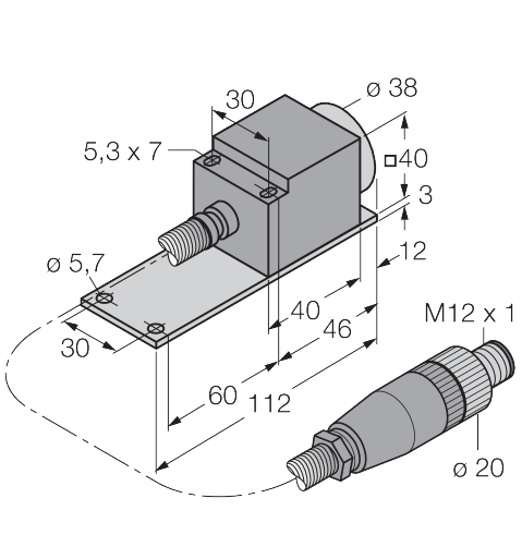 NI25-CQP40/S1102 5M, Turck,Sensor de proximidad, distancia de detección de 25 mm, rectangular 40 mm x 40 mm.