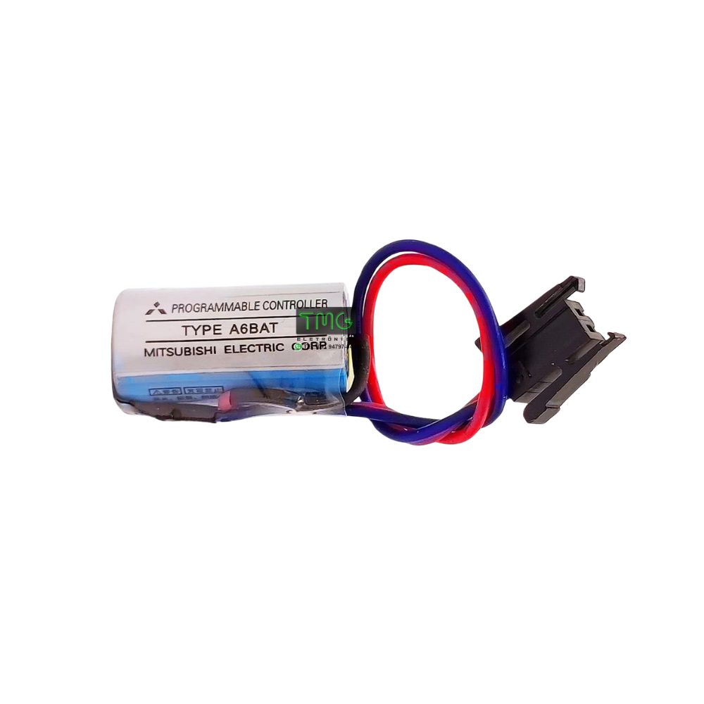 A6BAT, Mitsubishi Electric, Batería 3.6V 1.7Ah Li-MnO2, para Mitsubishi A Series, PLCs, Melservo