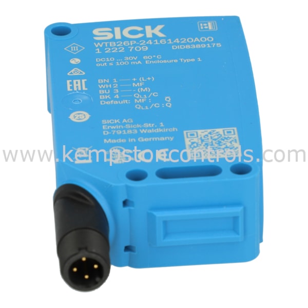 WTB26P-24161420A00, SICK, Sensor Fotoeléctrico Compacto, Rectangular, 30 mm ... 3,000 mm, NPN/PNP/Push Pull, Proximidad, Conector M12 4 Pines, Serie W26 ;