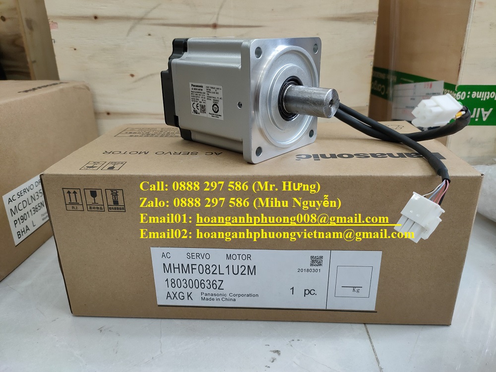 MHMF082L1U2M, Panasonic, AC Servo Motor MINAS A6 Series. Type : MHM = High inertia (50 W to 5.0 kW). Series : F = A6 series.