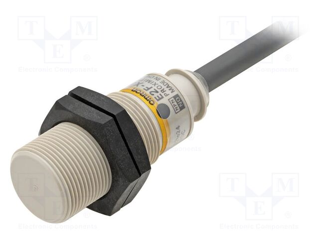 E2F-X5F1, OMRON, Sensor de proximidad cilíndrico. Material básico, Plástico. Material de la Caja, Plástico. PNP de 3 hilos, 5 mm, PNP/SPST-NO, M18, 10 V a 30 V.