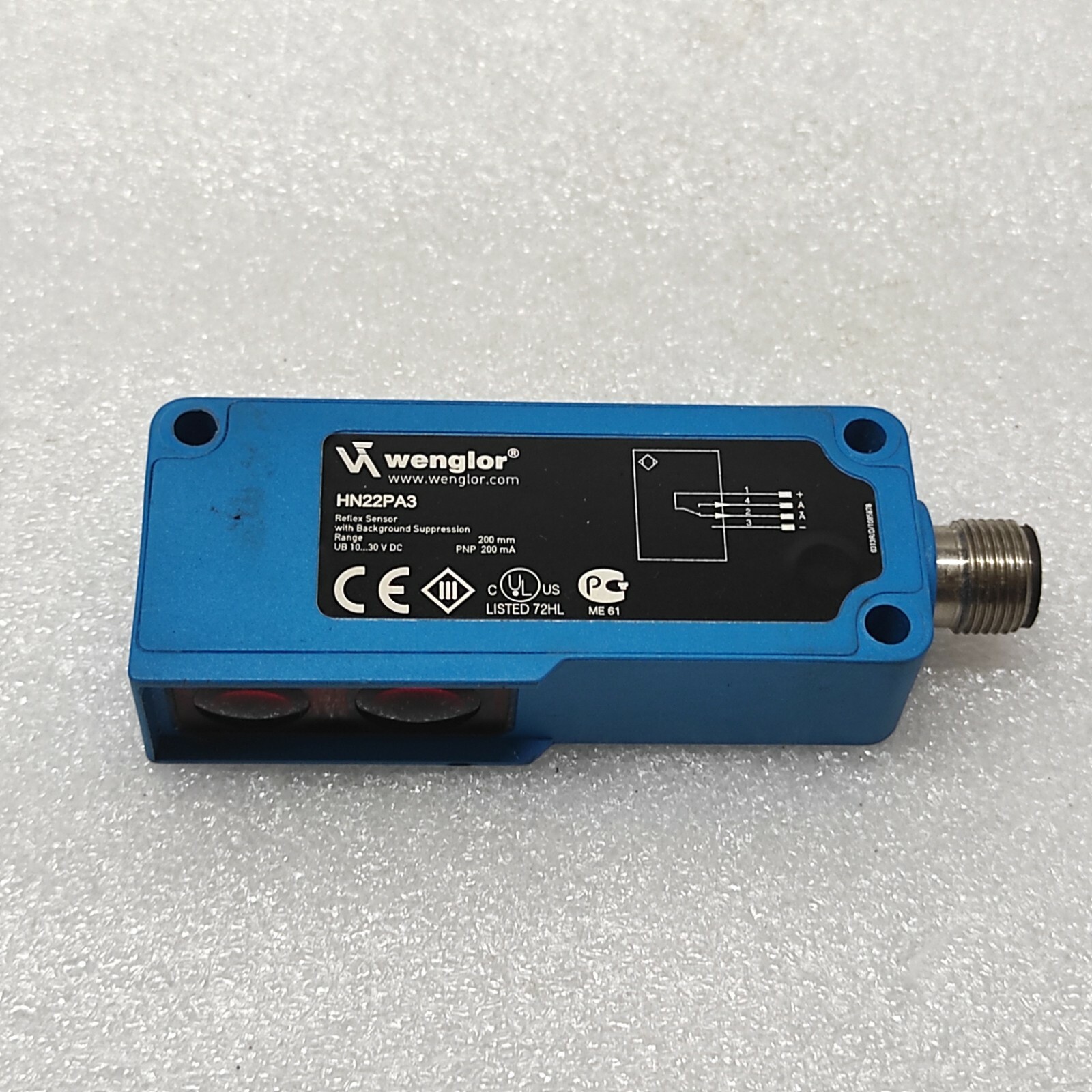 HN22PA3, Wenglor, Sensor réflex con supresión de fondo