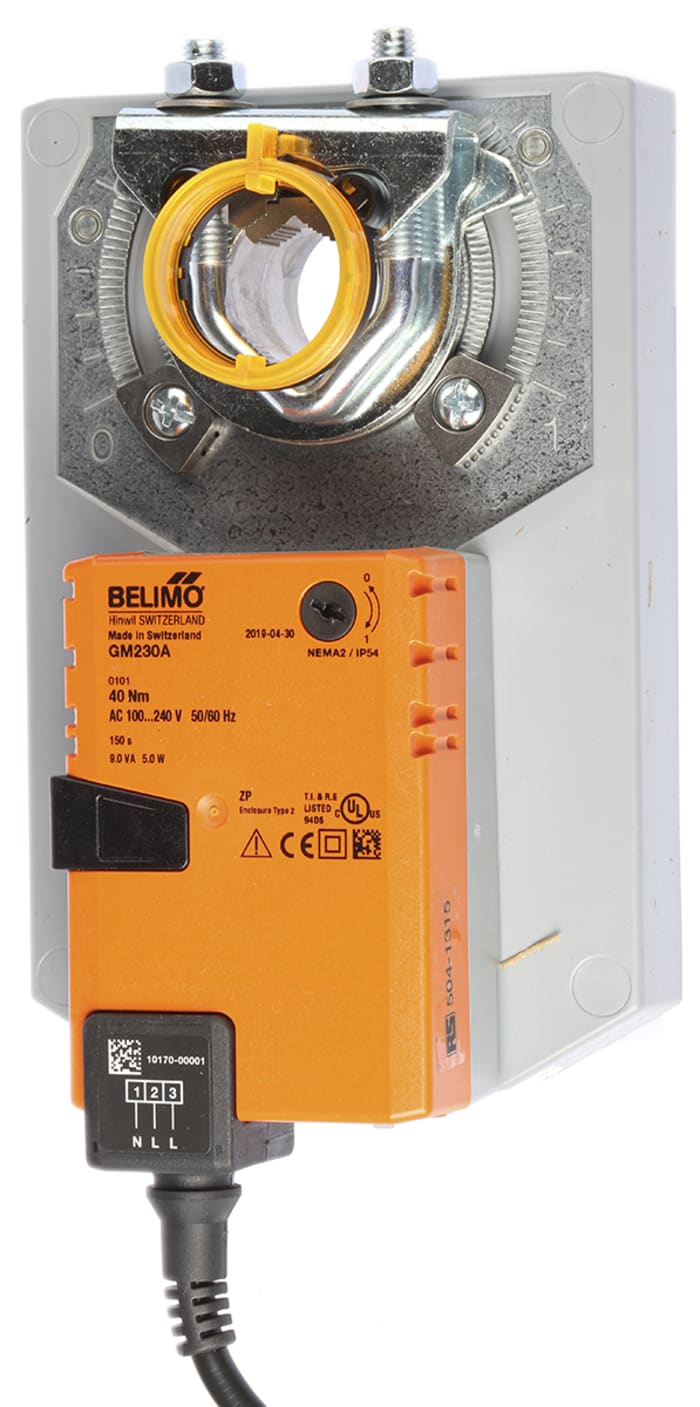 GM230A-TP, Belimo, Argentina, Actuador rotativo, 40 Nm, AC 100...240 V, Todo-nada, 150 s, IP54, Terminales