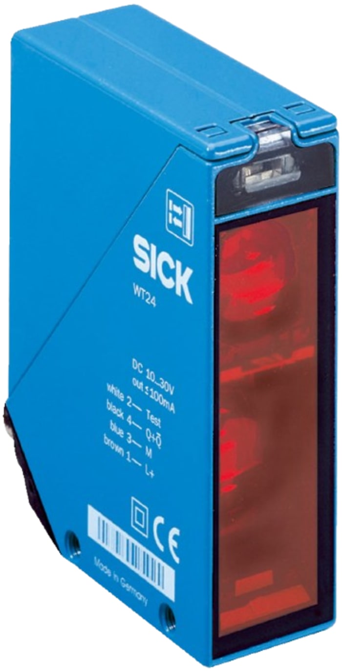 WT24-2B210, SICK, Fotocélula rectangular con supresión de fondo, salida NPN / PNP, 2.5mm