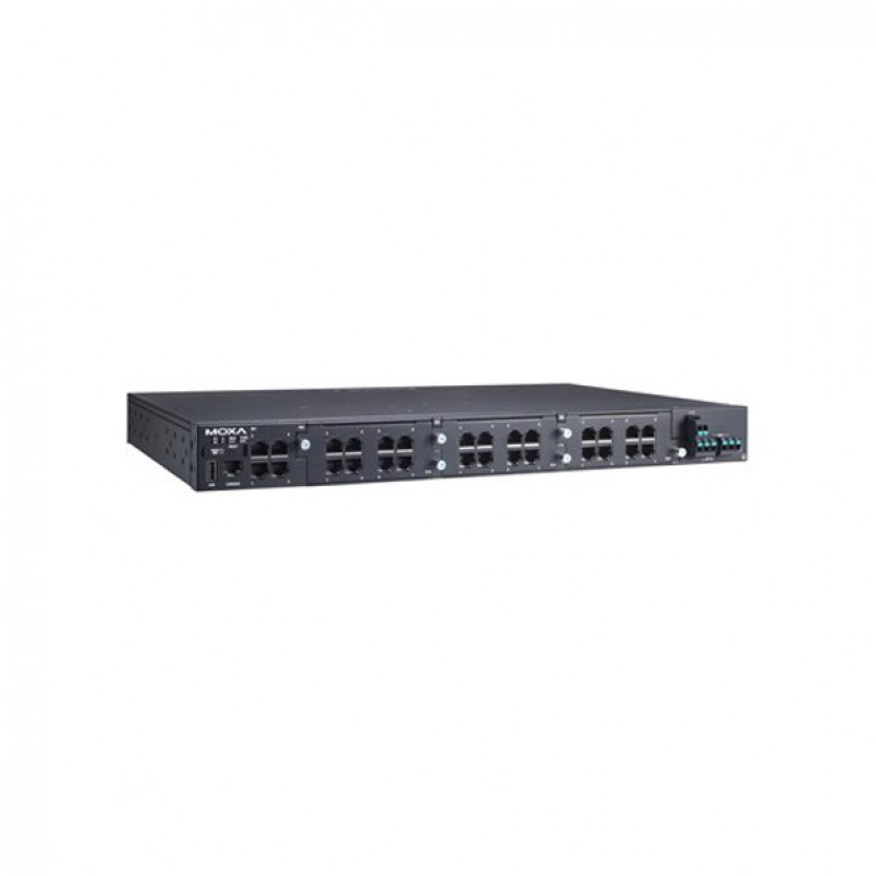 RKS-G4028-4GT-HV-T, MOXA, Conmutador Ethernet gestionado modular de capa 2 con 4 puertos 10/100/1000BaseT(X), 3 ranuras para módulos,  Power Supply (110/220 VAC/VDC)