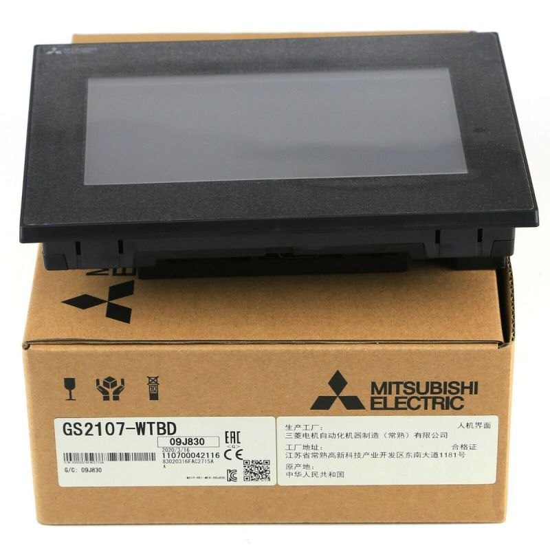 GS2107-WTBD-N, Mitsubishi, HMI, Terminal gráfico táctil de 7 pulgadas. TFT de 65536 colores y WVGA 800×480 píxeles, 15MB Memoria. 24VCC. Ethernet, USB Device, RS422/485 y RS232, slot card