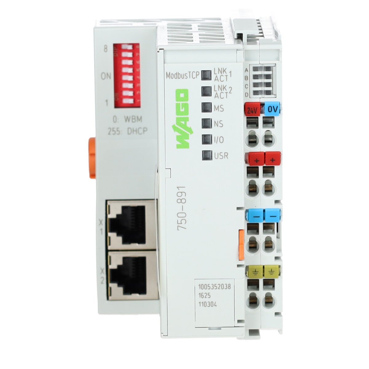 750-891, WAGO, Controlador Modbus, TCP; 4ª generación; 2 x ETHERNET