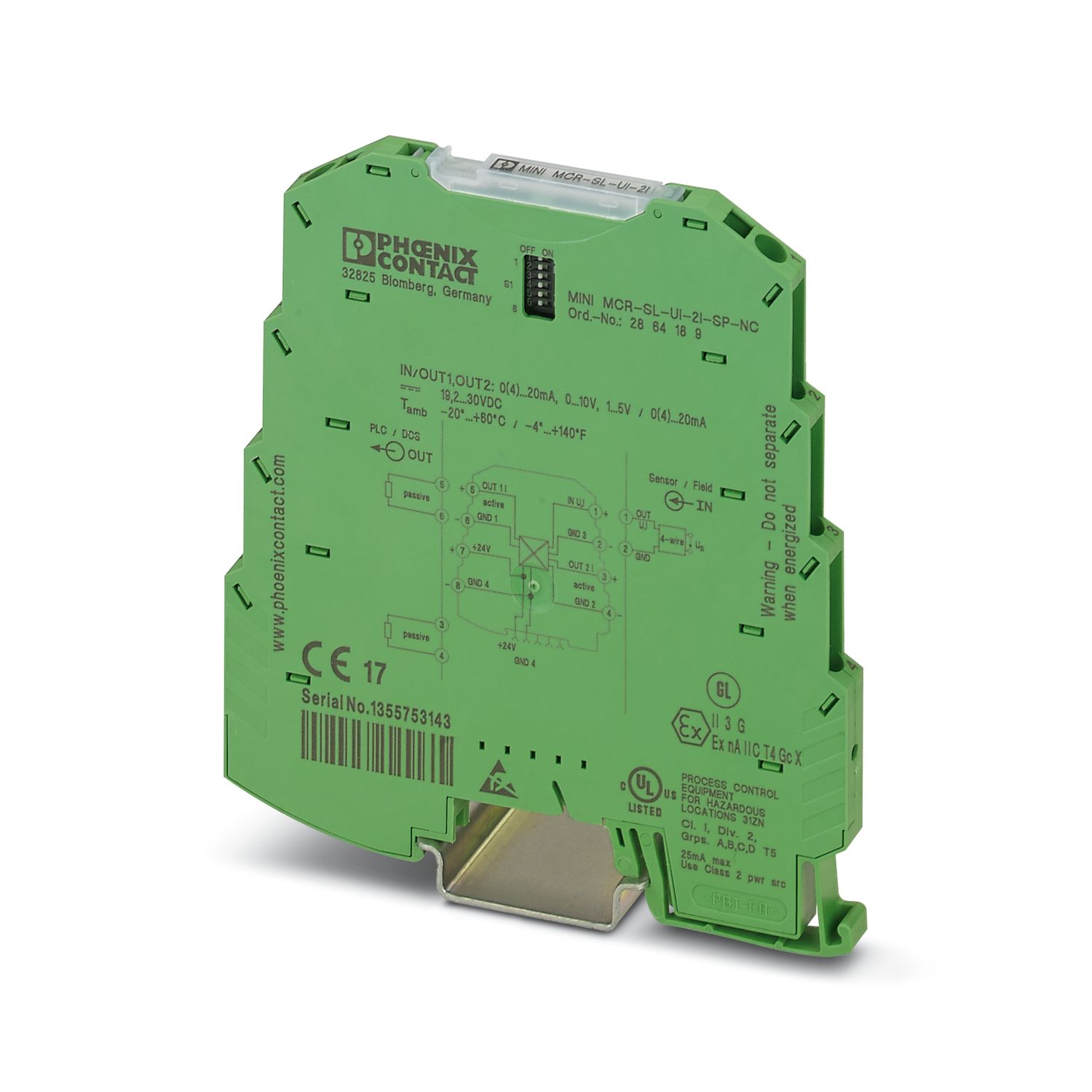 MCR-SL-UI-2I-NC, PHOENIX CONTACT, 4-way signal duplicator for electrical isolation and duplication of analog signals with screw connection, standard configuration