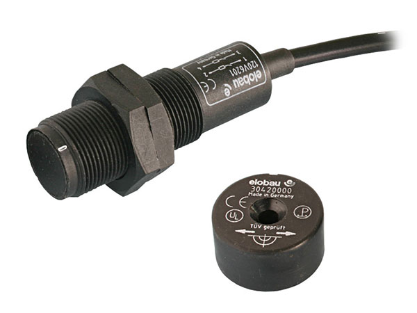 171262V, ELOBAU, Sensor magnetic de seguridad, Cable Length: 5m, 3 cables, M30, Sensor Length: 44mm (63.3mm)