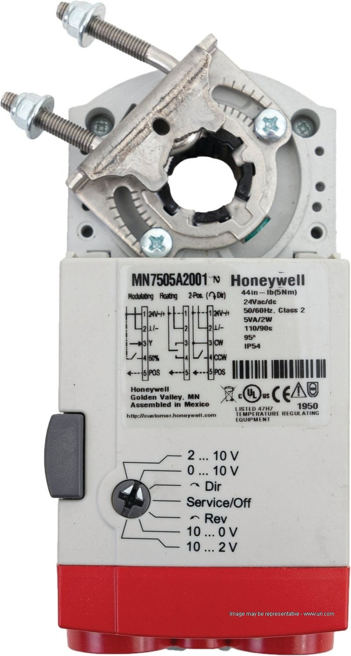 MN7505A2001, Honeywell, Damper Actuador, Actuador modulante flotante sin retorno por resorte, 44 lb-in
