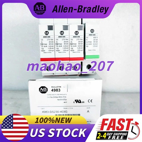 4983-DS230-403, Allen Bradley, Supresor de sobretensiones, servicio estándar, 3 polos, 275 VCA - MCOV, corriente de rayo de 40 kA 10/350 microsegundos, UL 1449, montaje en riel DIN, 3 polos