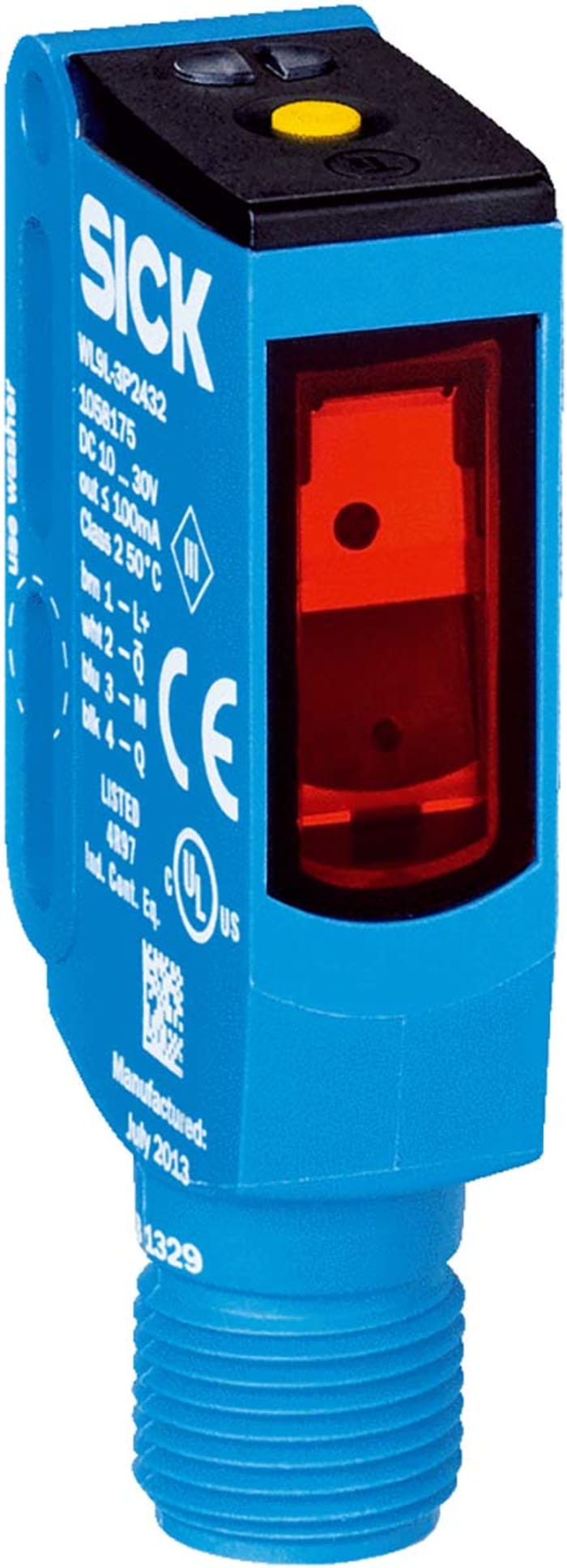 WL9L-3P2432, Sick, Fotocélula rectangular, Sistema Reflex, alcance 12 m, salida PNP, Conector Cableado M12, IP66, IP67, IP69K