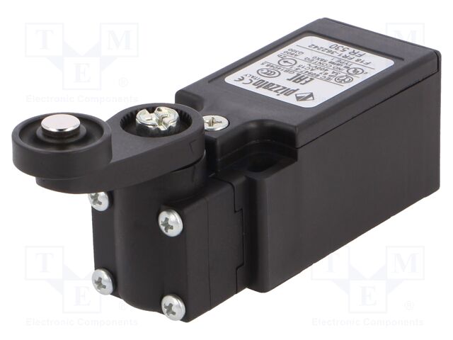 FR 530-M1J1, PIZZATO, INTERRUPTOR DE FIN DE CARRERA, PLÁSTICO, ACTUADOR DE PALANCA DE RODILLO, 1NA + 1NC ACCIÓN RÁPIDA