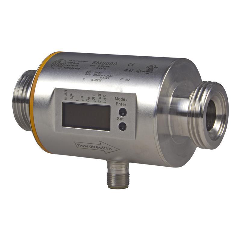 SM8000, IFM, Caudalímetro, magneto-inductivo, 0,2...100 l/min, 16Bar, 18-30vdc, conexión de rosca G 1 rosca exterior DN25, I/O link