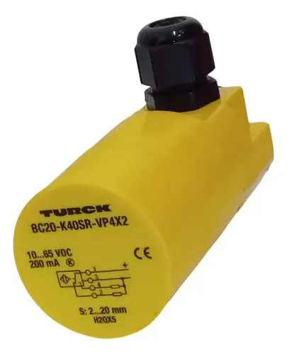 BC20-K40SR-VP4X2, TURCK, Sensor capacitivo, de proximidad de barril roscado de 20 mm, M30, PNP, 200 mA, 65 VCC;