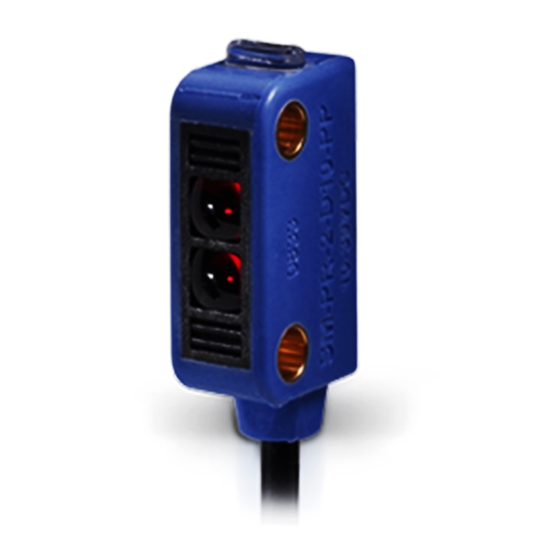 SM-PR-2-B00-PP, Datalogic, Sensor fotoeléctrico Submini, emisión de LED rojo, reflejo retro polarizado PNP, radial PNP NO/NC - 2 MT CABLE