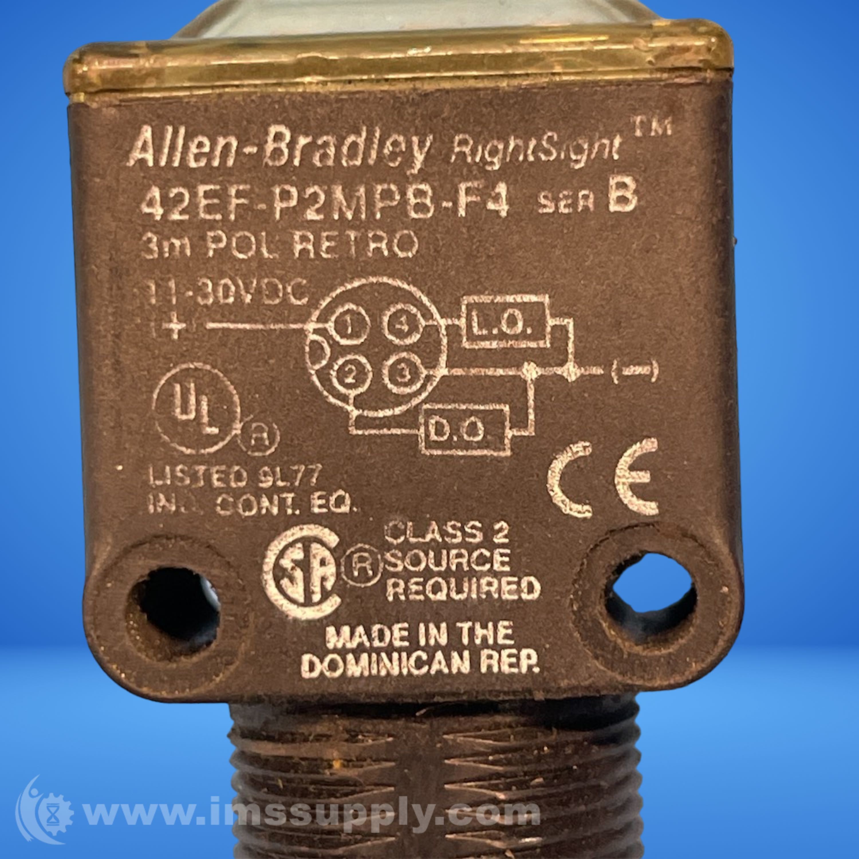 42EF-P2MPB-F4, ALLEN BRADLEY, Fotocelula, Sistema Reflex, alcance 3 m, salida PNP, Conector de 4 pines, IP67 IO-Link.