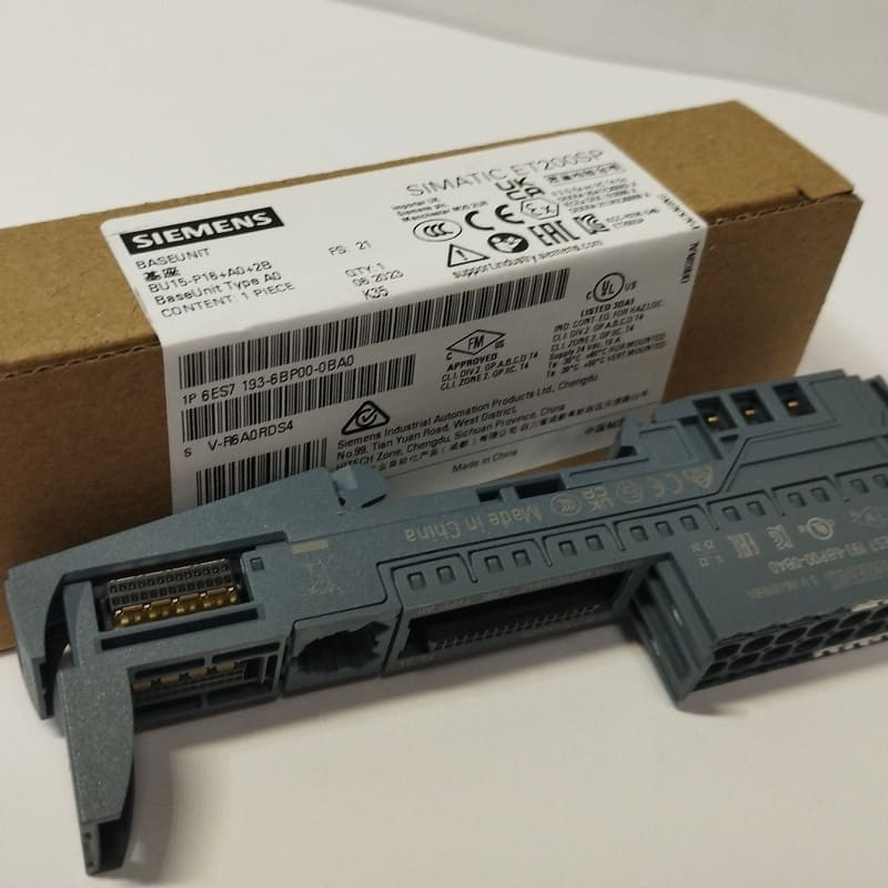 6ES7193-6BP00-0BA0, Siemens, SIMATIC ET 200SP, BaseUnit BU15-P16+A0+2B, BU type A0, Push-in terminals