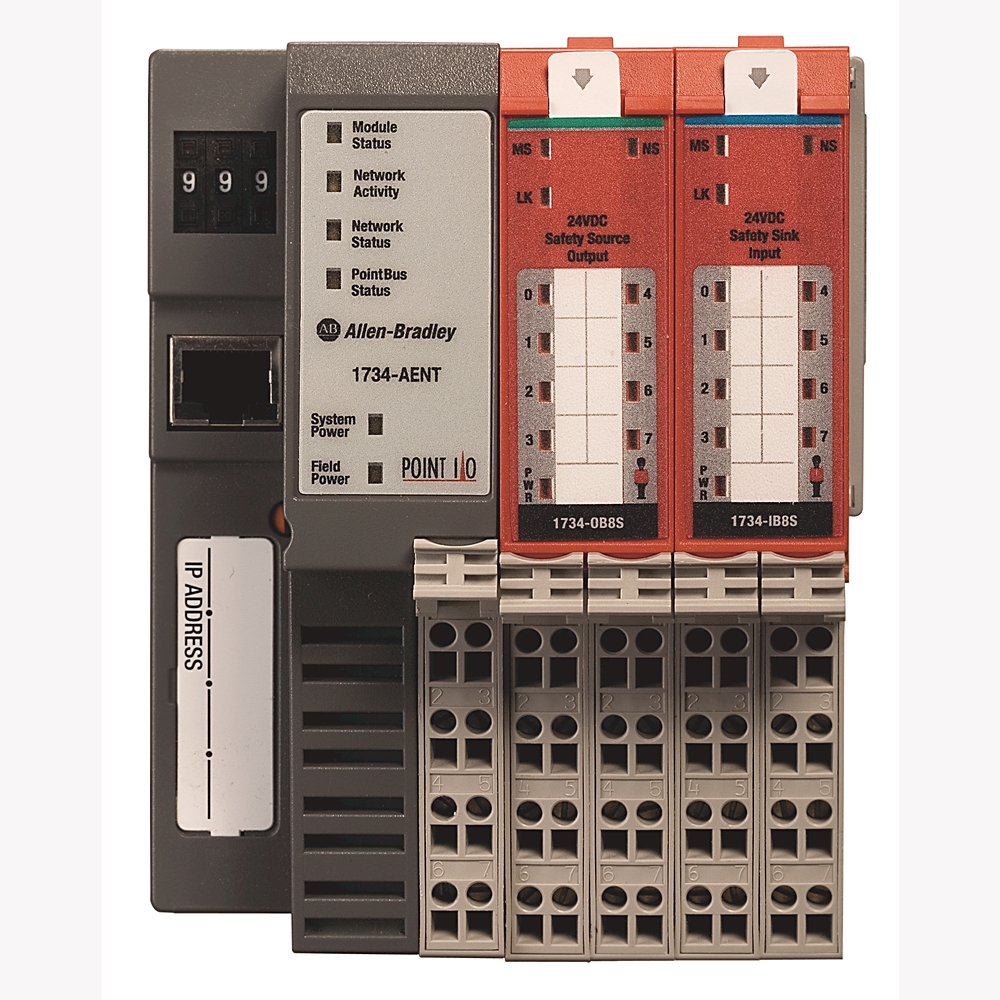 1734-AENT, Allen Bradley, Adaptador de red, POINT I/O, EtherNet/IP, capacidad para 63 módulos en POINTBus, montaje DIN