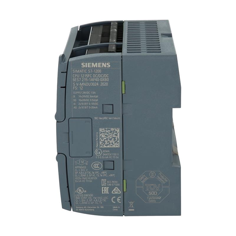 6ES7215-1AF40-0XB0, Siemens, compact CPU, DC/DC/DC, 2 PROFINET ports, Power supply: DC 20.4-28.8V DC