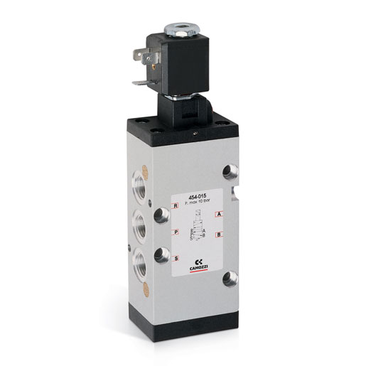 454-015-22, CAMOZZI, Electroválvula 5/2 vías, G1/4, monoestable - Mod. 454...