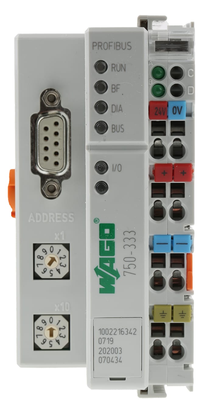 750-333, Wago, Acoplador de bus de campo, PROFIBUS DP; 2da Generación; 12 MBd.