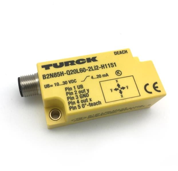 B2N85H-Q20L60-2LI2-H1151, TURCK, Inclinómetro, biaxial (2 ejes) de alto rendimiento basado en aceleración, +/- 15 deg, 2 Analog Out, M12 x 1, 4-20 mA